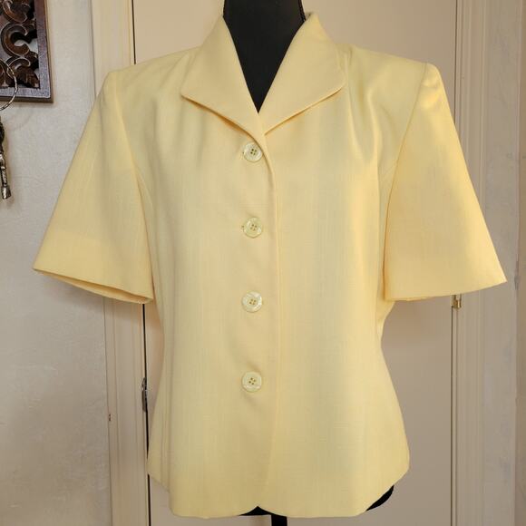 VTG Pendleton Women's Short Sleeve Linen Blend Canary Yellow Blazer Jacket✨️8 - Picture 5 of 11
